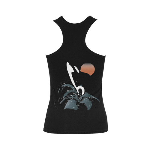 Orca illustration Women's Shoulder-Free Tank Top (Model T35)