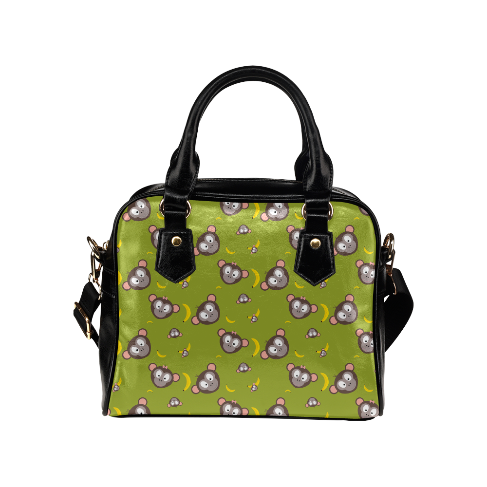 Monkeys with bananas   - monkey and cartoon Shoulder Handbag (Model 1634)