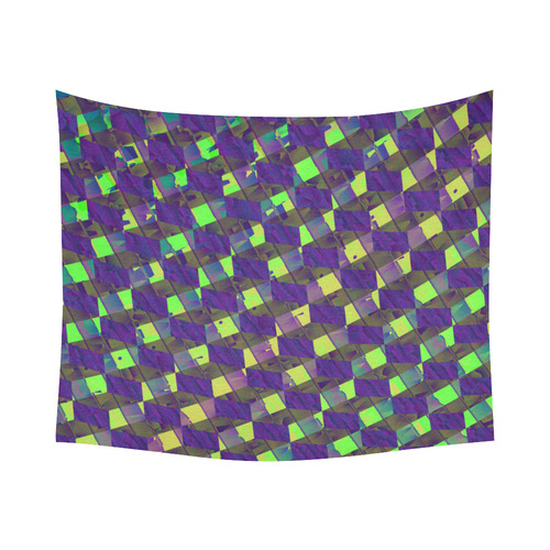 Yellow Blue and Green Colorful Abstract Cotton Linen Wall Tapestry 60"x 51"