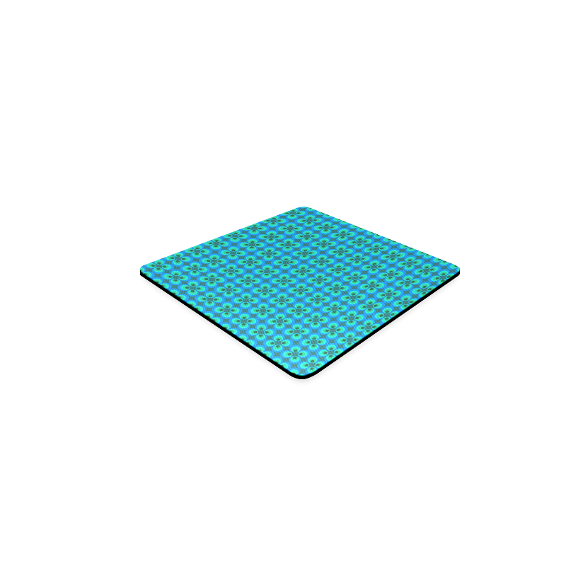 Blue and green retro circles Square Coaster