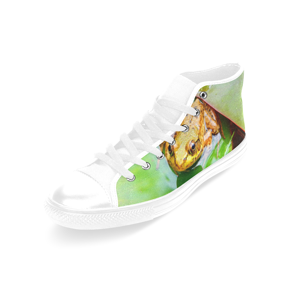 Frog on a Lily-pad Men’s Classic High Top Canvas Shoes /Large Size (Model 017)