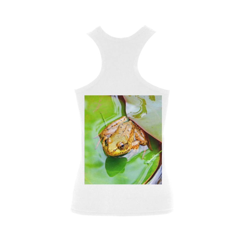 Frog on a Lily-pad Women's Shoulder-Free Tank Top (Model T35)