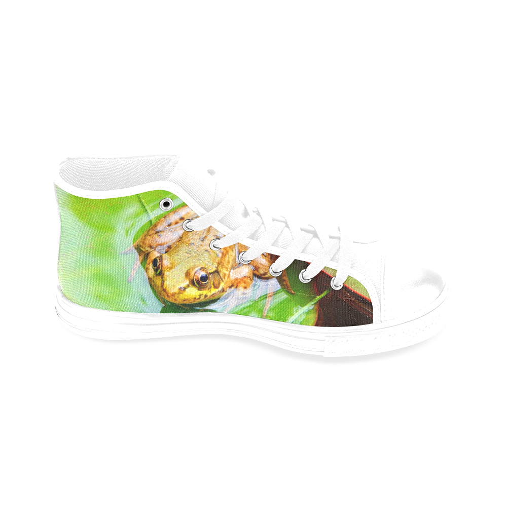 Frog on a Lily-pad Men’s Classic High Top Canvas Shoes /Large Size (Model 017)