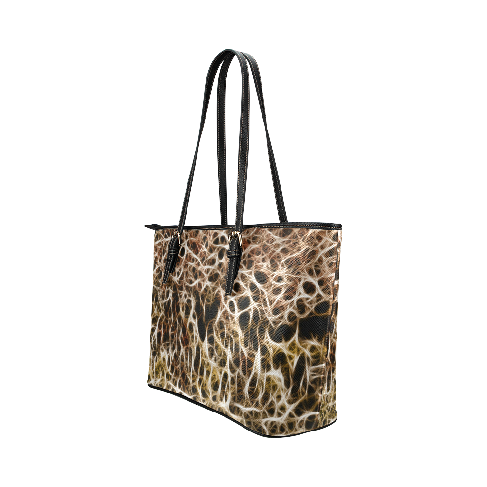 Misty Fur Coral - Jera Nour Leather Tote Bag/Small (Model 1651)