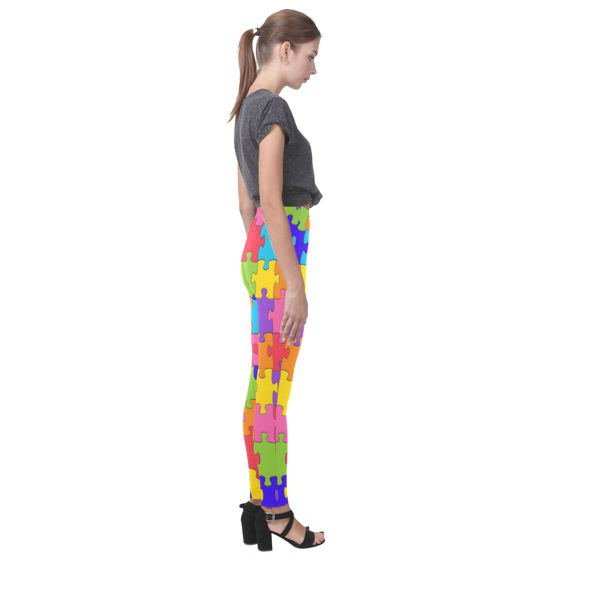 Multicolored Jigsaw Puzzle Cassandra Women's Leggings (Model L01)