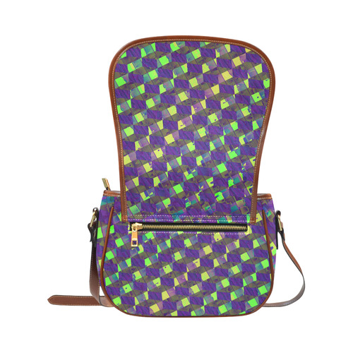 Yellow Blue and Green Colorful Abstract Saddle Bag/Small (Model 1649) Full Customization