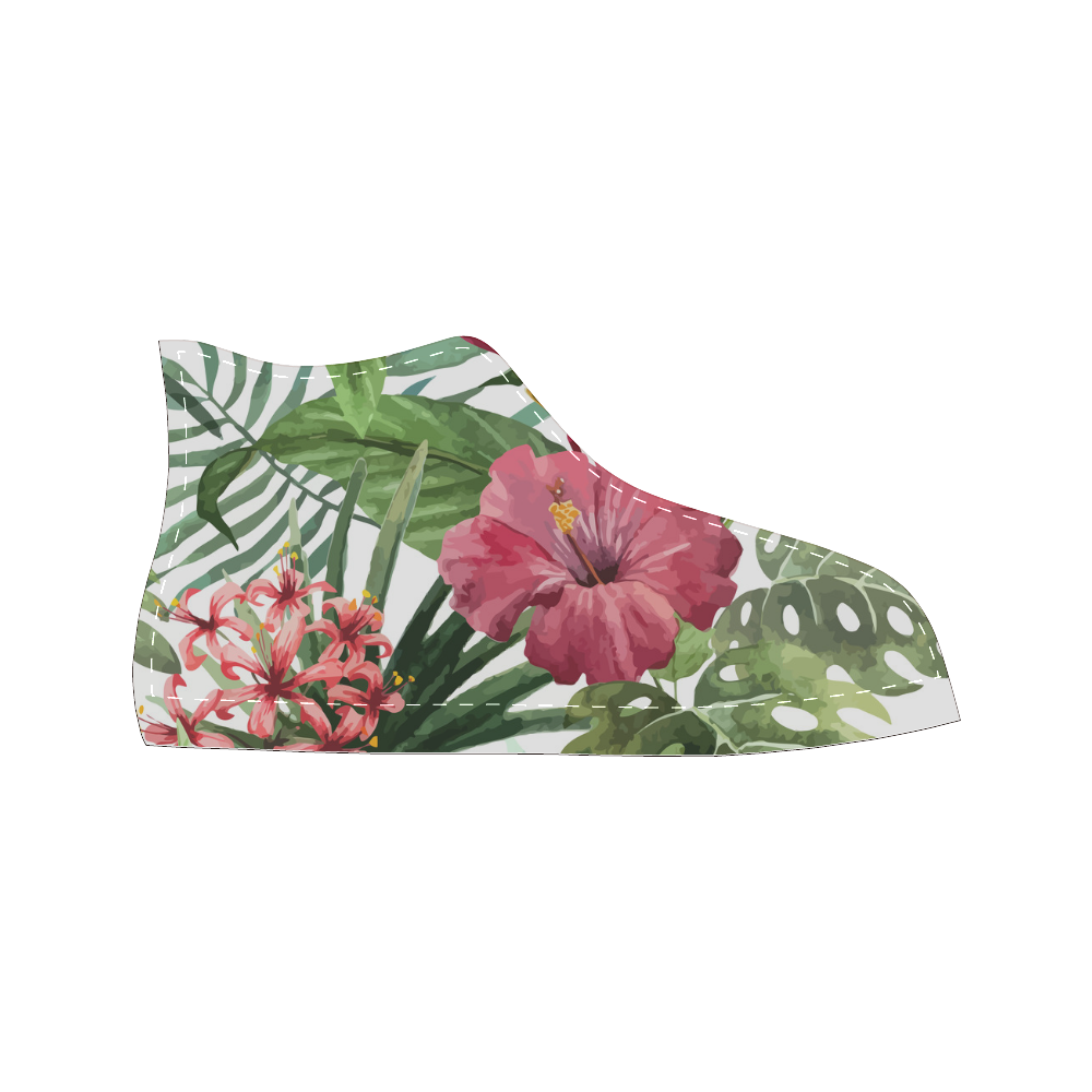 Beautiful Tropical Flowers Nature Floral Women's Classic High Top Canvas Shoes (Model 017)