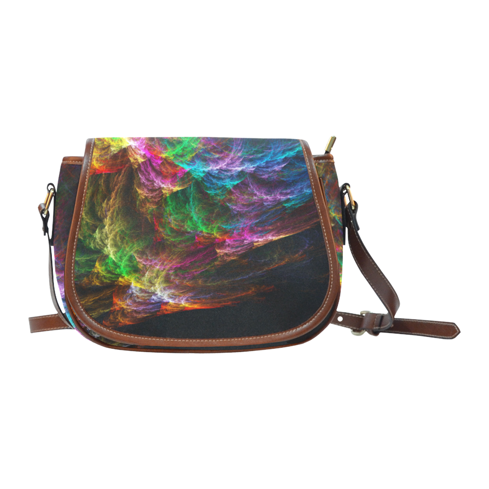 Colorful Abstract Fractal Tornado Saddle Bag/Small (Model 1649) Full Customization
