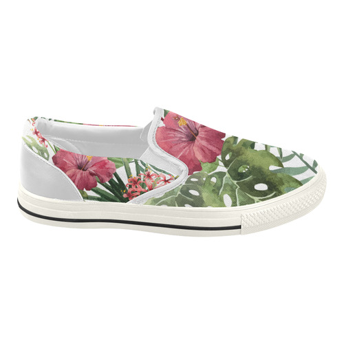 Beautiful Tropical Flowers Nature Women's Slip-on Canvas Shoes (Model 019)