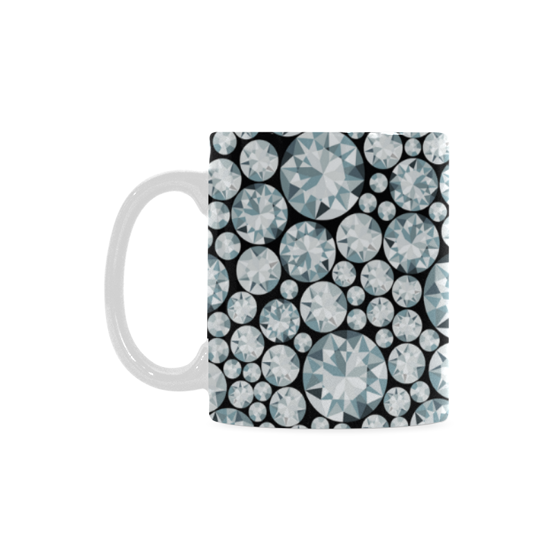 Luxurious white Diamond Pattern White Mug(11OZ)