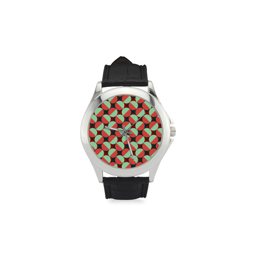 Modernist Geometric Tiles Women's Classic Leather Strap Watch(Model 203)