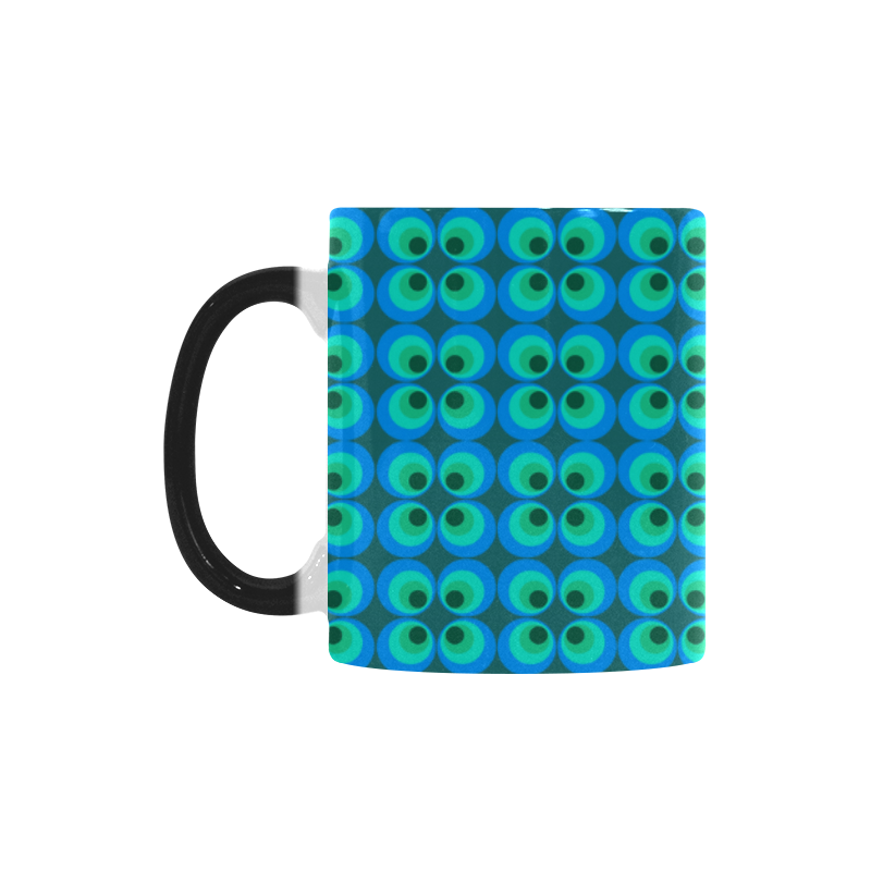 Blue and green retro circles Custom Morphing Mug