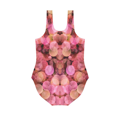 Peach and pink bubbles Vest One Piece Swimsuit (Model S04)