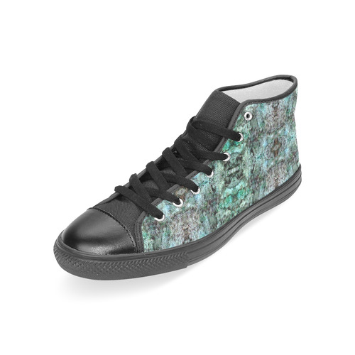 Green Black Gothic Pattern Women's Classic High Top Canvas Shoes (Model 017)