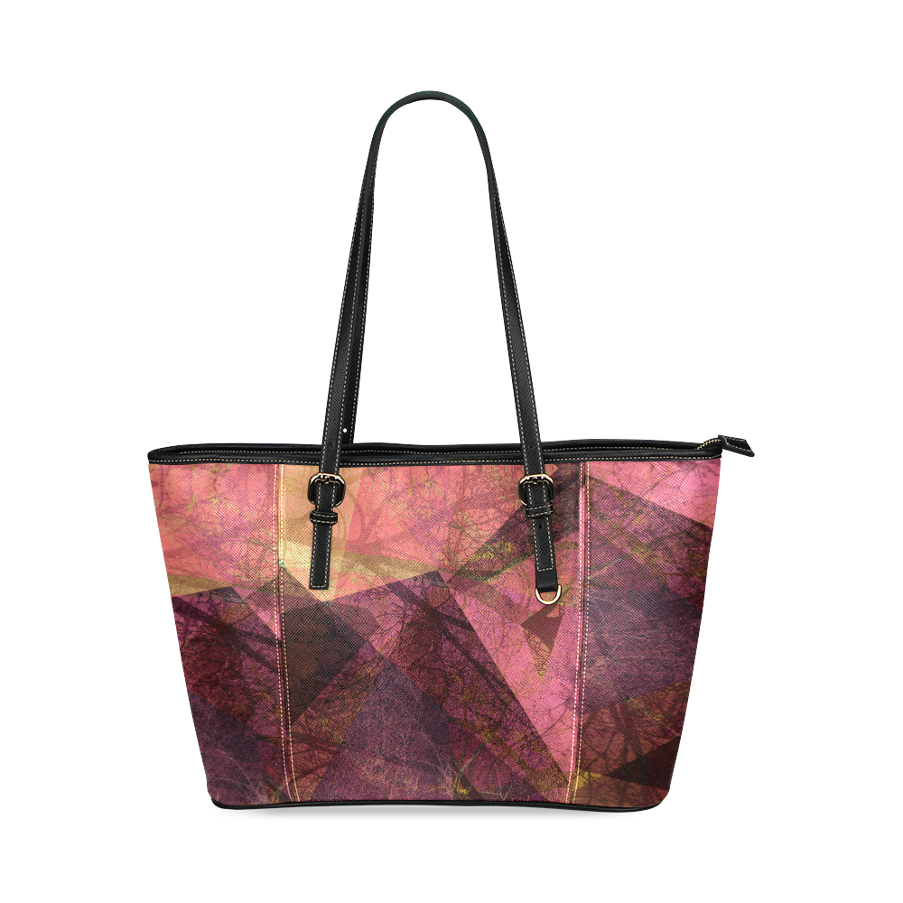Maroon Pink PATTERN GARDEN NO5L-Design-5_ Leather Tote Bag/Small (Model 1640)