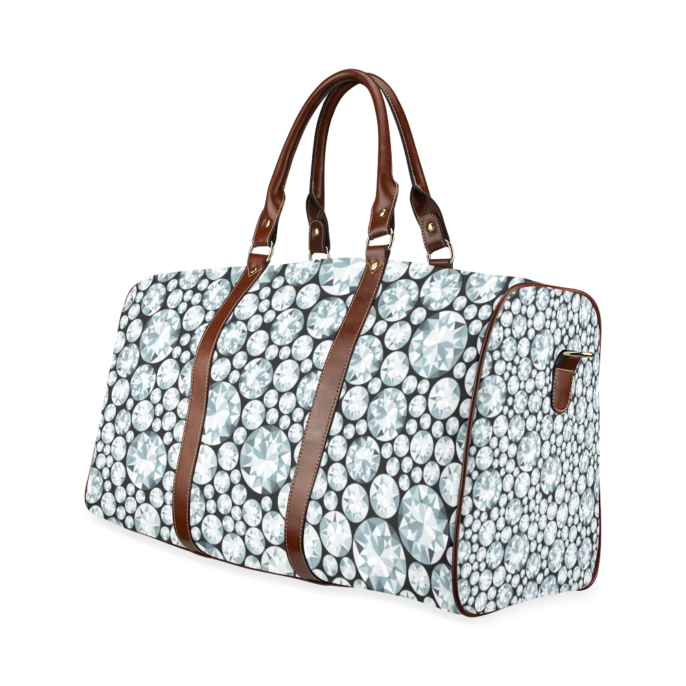 Luxurious white Diamond Pattern Waterproof Travel Bag/Small (Model 1639)