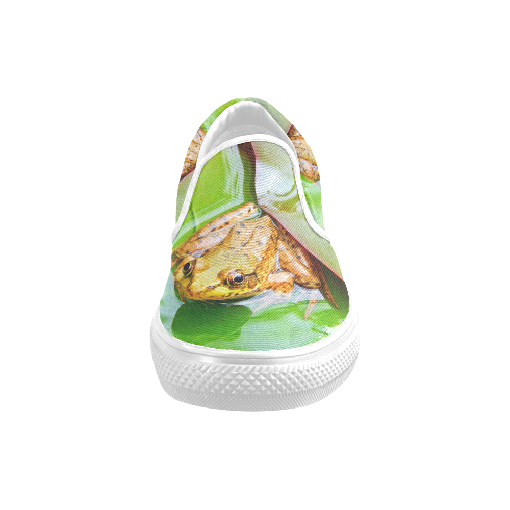 Frog on a Lily-pad Men's Slip-on Canvas Shoes (Model 019)