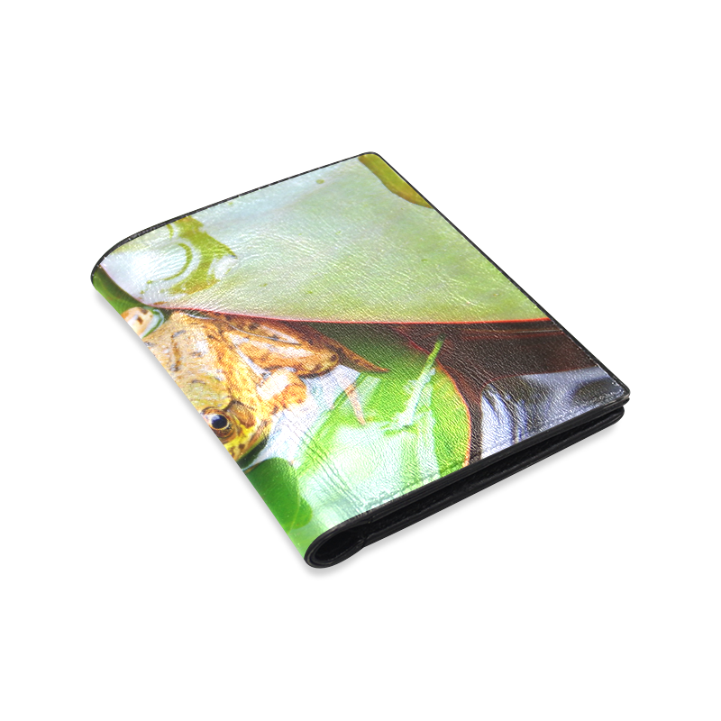 Frog on a Lily-pad Men's Leather Wallet (Model 1612)