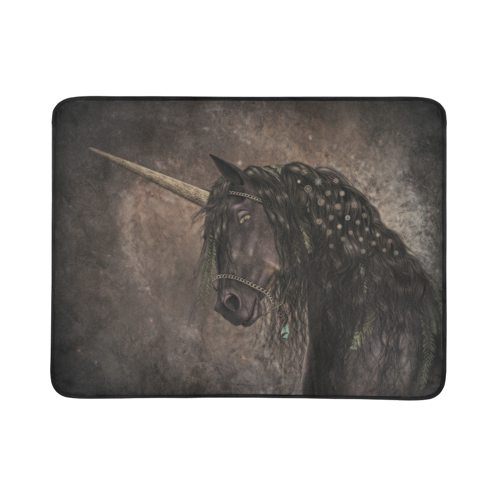 Dreamy Unicorn with brown grunge background Beach Mat 78"x 60"