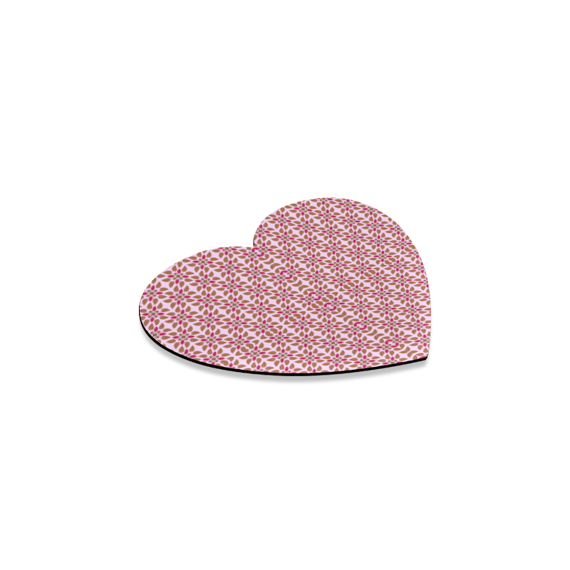 Retro Pink and Brown Pattern Heart Coaster