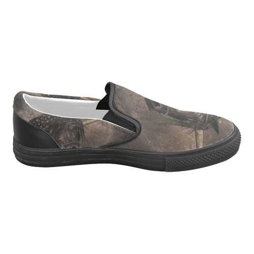Dreamy Unicorn with brown grunge background Men's Slip-on Canvas Shoes (Model 019)