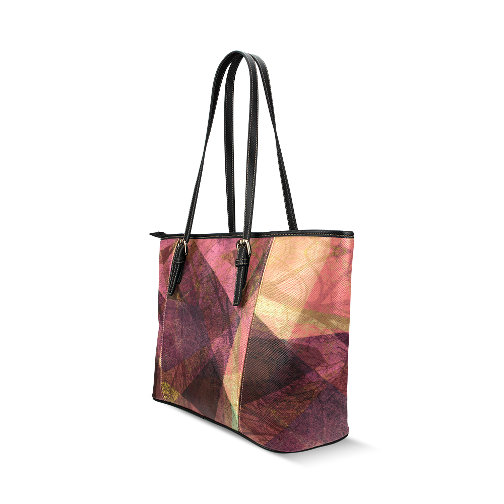 Maroon Pink PATTERN GARDEN NO5L-Design-5_ Leather Tote Bag/Small (Model 1640)