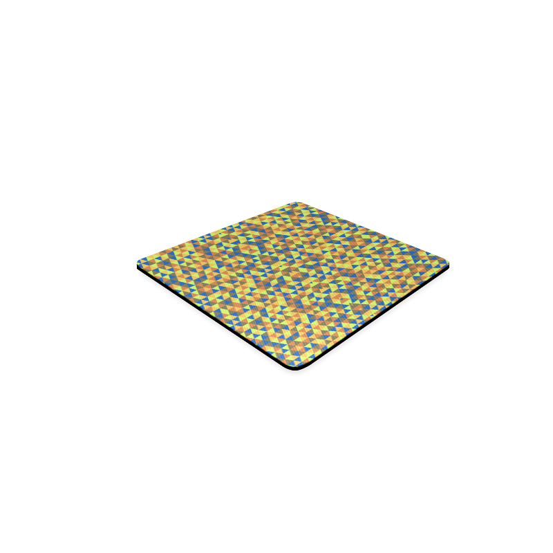 Blue and yellow mini rectangles Square Coaster