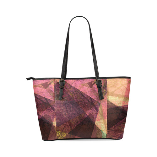 Maroon Pink PATTERN GARDEN NO5L-Design-5_ Leather Tote Bag/Small (Model 1640)