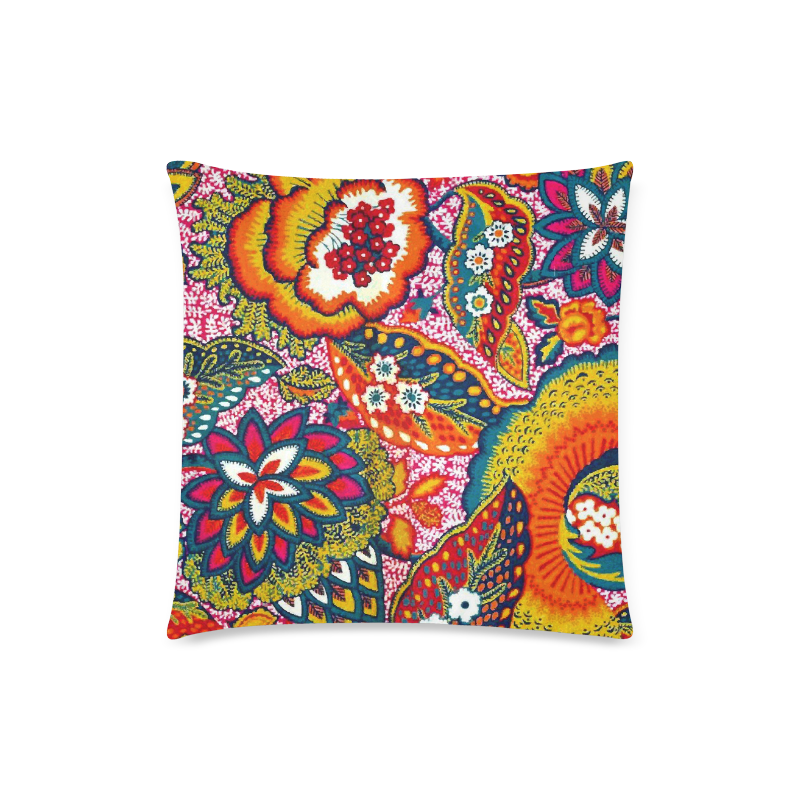 Vintage Floral Colorful Cute Pattern Custom Zippered Pillow Case 18"x18"(Twin Sides)