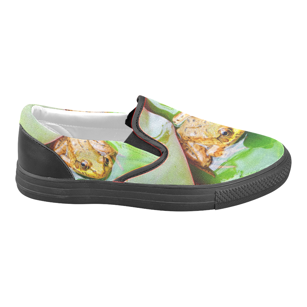 Frog on a Lily-pad Men's Unusual Slip-on Canvas Shoes (Model 019)
