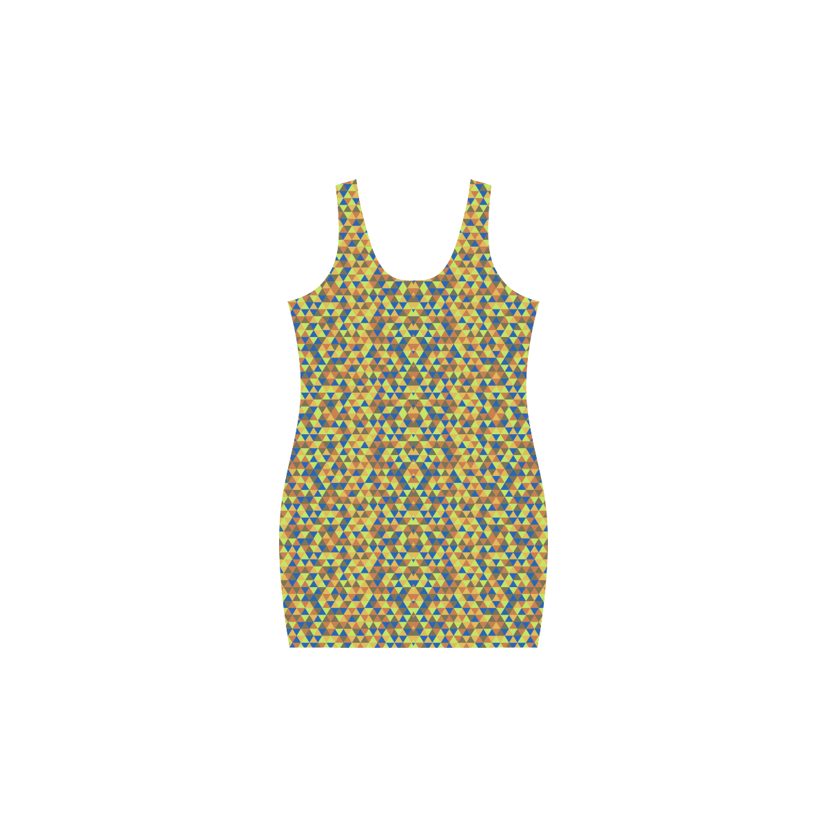 Blue and yellow mini rectangles Medea Vest Dress (Model D06)