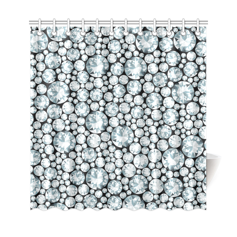 Luxurious white Diamond Pattern Shower Curtain 69"x72"