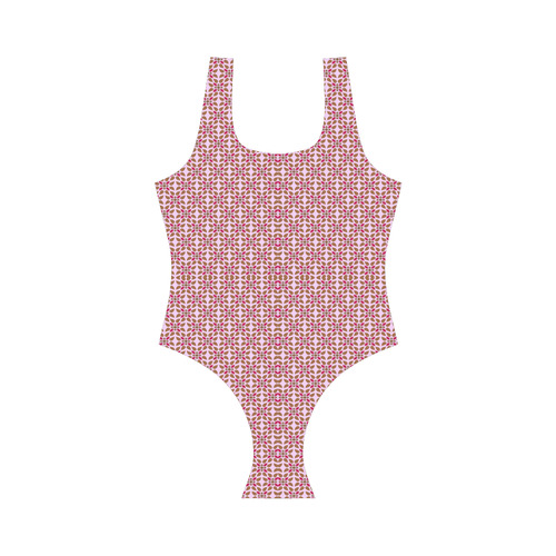 Retro Pink and Brown Pattern Vest One Piece Swimsuit (Model S04)