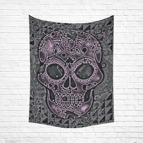 skull pink Cotton Linen Wall Tapestry 60"x 80"