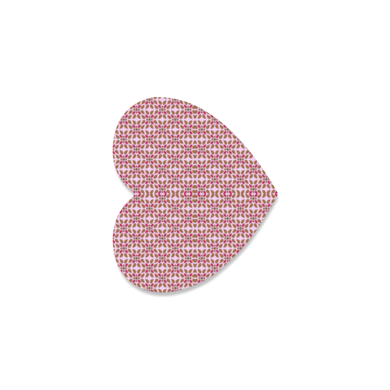 Retro Pink and Brown Pattern Heart Coaster