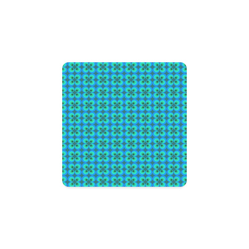 Blue and green retro circles Square Coaster