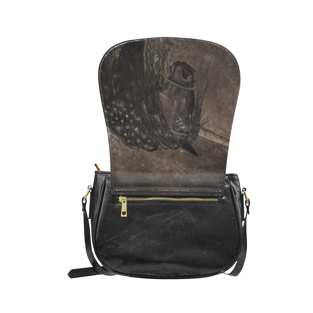 Dreamy Unicorn with brown grunge background Classic Saddle Bag/Small (Model 1648)