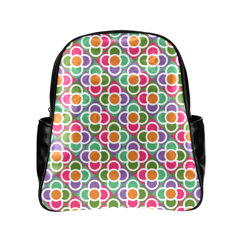 Modernist Floral Tiles Multi-Pockets Backpack (Model 1636)