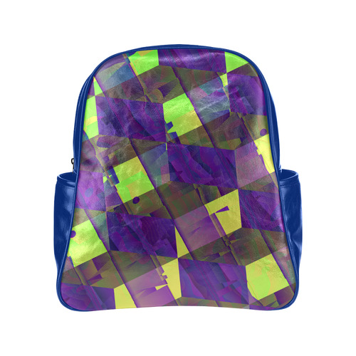 Yellow Blue and Green Colorful Abstract Multi-Pockets Backpack (Model 1636)