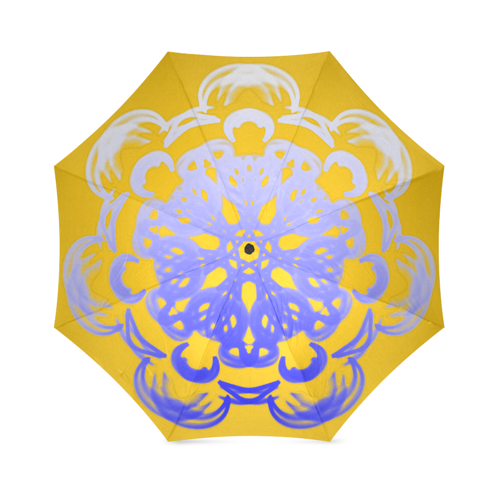 Blue fade mandala umbrella Foldable Umbrella (Model U01)