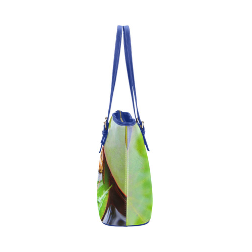 Frog on a Lily-pad Leather Tote Bag/Small (Model 1651)