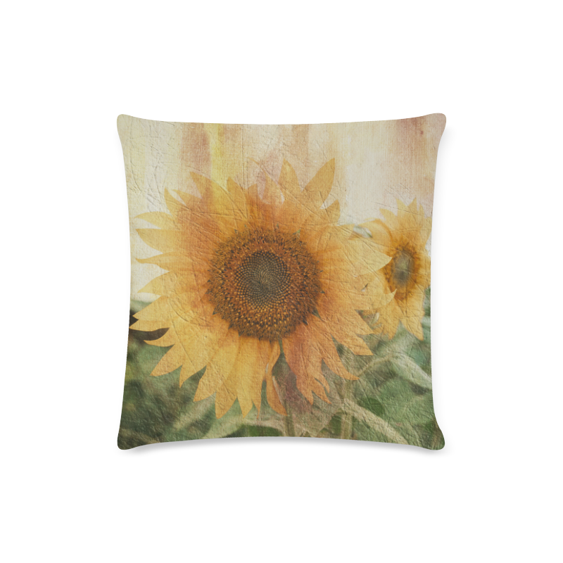 Sunflowers Custom Zippered Pillow Case 16"x16"(Twin Sides)
