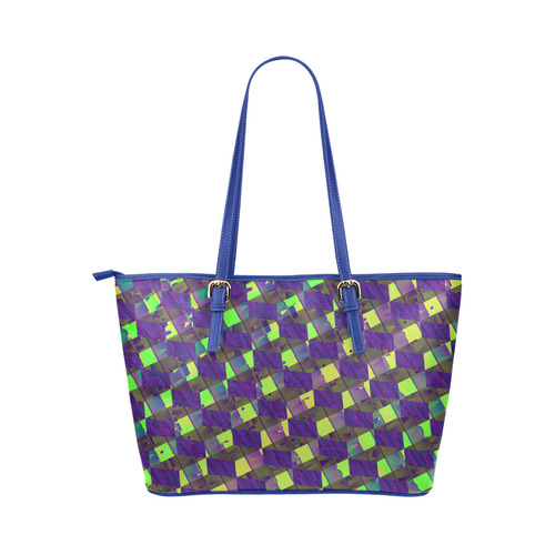 Yellow Blue Green Colorful Abstract Leather Tote Bag/Large (Model 1651)