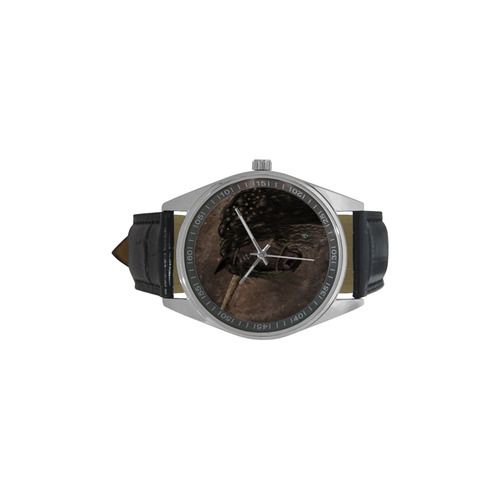 Dreamy Unicorn with brown grunge background Men's Casual Leather Strap Watch(Model 211)