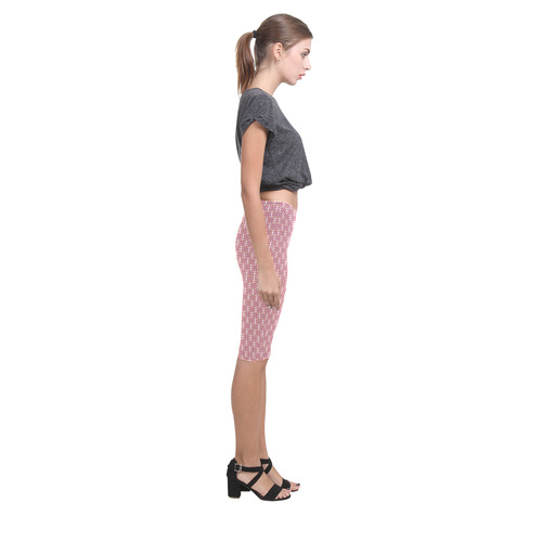 Retro Pink and Brown Pattern Hestia Cropped Leggings (Model L03)