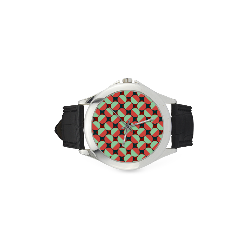 Modernist Geometric Tiles Women's Classic Leather Strap Watch(Model 203)