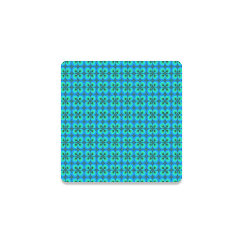 Blue and green retro circles Square Coaster