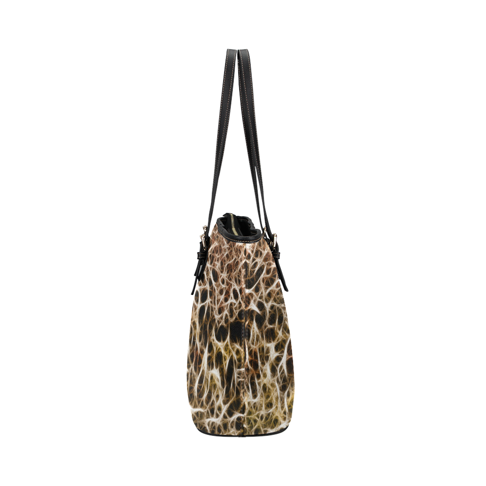 Misty Fur Coral - Jera Nour Leather Tote Bag/Small (Model 1651)