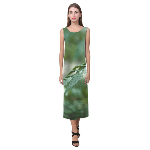 Nature green Phaedra Sleeveless Open Fork Long Dress (Model D08)