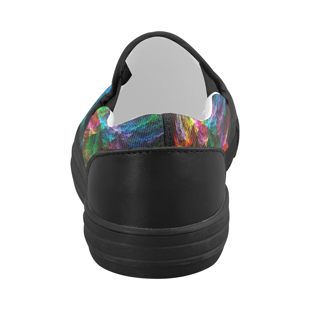Colorful Abstract Fractal Tornado Women's Slip-on Canvas Shoes (Model 019)